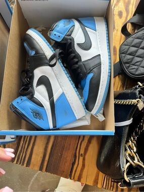 Nike Air Jordan 1 Mid White/Black/Blue Retro Sneakers